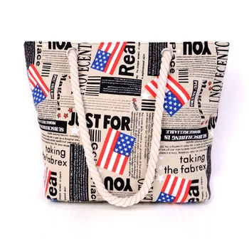 

Fashion casual women bag canvas bag Vertical square letter shoulder bag national flag bag portable lady rope handbag