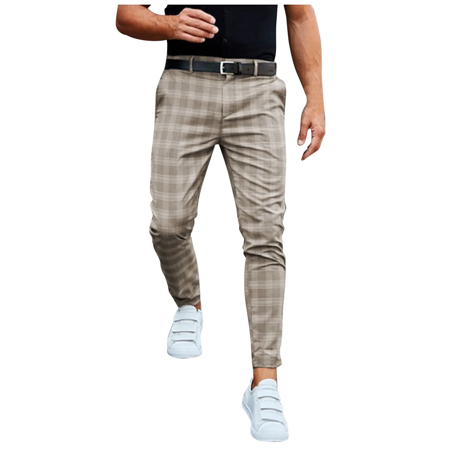New Brand Men's Fashion Comfortable Casual Loose Straight Pants Plaid Zipper Trousers Spring Autumn Pants мужская одежда 1
