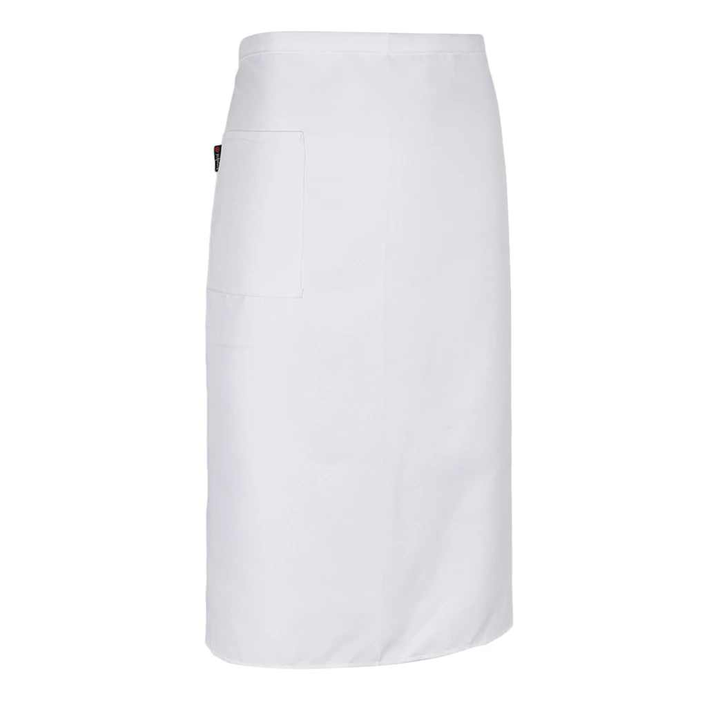New Half Length Long Waist Kitchen Apron Catering Chefs Hotels Servers Uniforms - White/Black