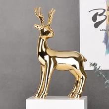 

New Modern Ceramic Animal Figurine Decorative Statue Deer Porcelain Figurine Home Desktop Decor Christmas Birthday Wedding Gifts