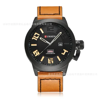 

Fashion Popular New Style Trend Leather Belt MEN'S Watch Waterproof Quartz MEN'S Watch Large Dial Calendar MEN'S Watch