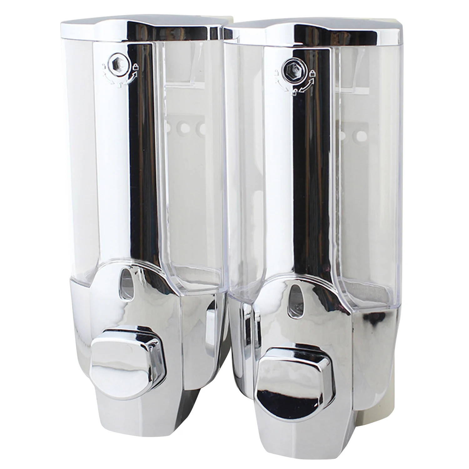 700ml 24oz Wall-Mounted Manual Hand Liquid Soap Shampoo Holder Dispensing Dispenser for Home Office Bathroom 2 Chamber - Цвет: plating