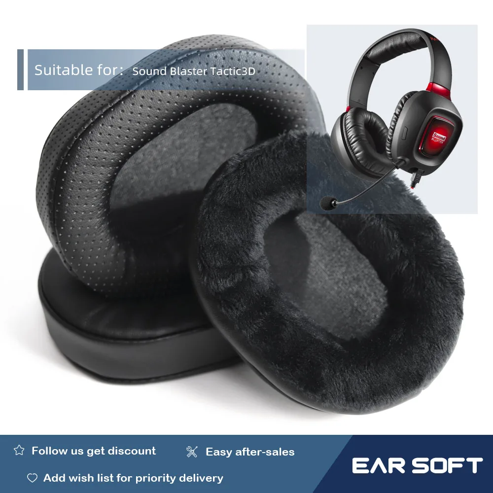 Earsoft Replacement Ear Pads Cushions for Sound Blaster Tactic3D Headphones Earphones Earmuff Case Sleeve Accessories