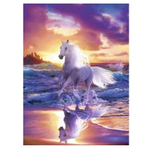 Горячая Круглый Алмаз животное 5D DIY Алмазная Картина лошадь домашнее украшение с бриллиантами