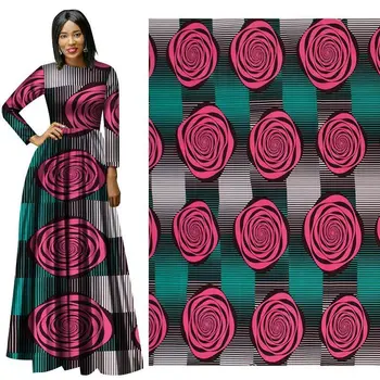 

Rose African Wax Print Fabric Polyester Ankara fabrics for women garment material 2020 New Nigerian Veritable Wax Fabric