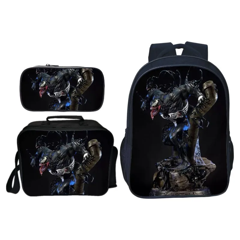 1 Комплект из 3 предметов, рюкзак для косплея Venom, школьная сумка на плечо, чехол-карандаш, ранец для ноутбука, рюкзак для путешествий, ранец, подарок - Цвет: 1