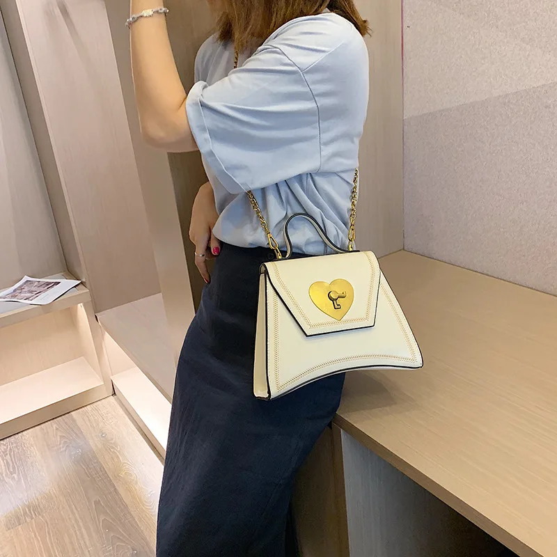 

Summer love lock ladder women's bag new 2019 fashion texture one shoulder personality one hand handheld satchel bag