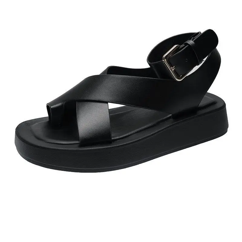 INS HOT Women's Sandals 2021 Summer Solid Color Comfortable Female Beach Shoes Chunky Sandals For Woman Non-Slip Shoe