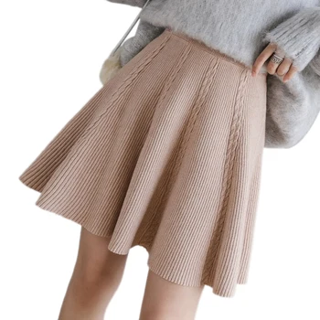 

Autumn Winter Sweater Skirt a Line Skirt Umbrella Skirt Female High Waist Knit Bottom Skirt