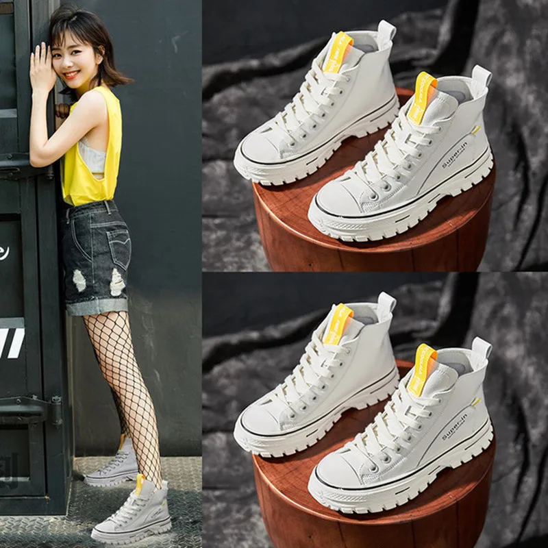 Ботинки Martin с высоким берцем женские кожаные повседневные ботинки на толстой