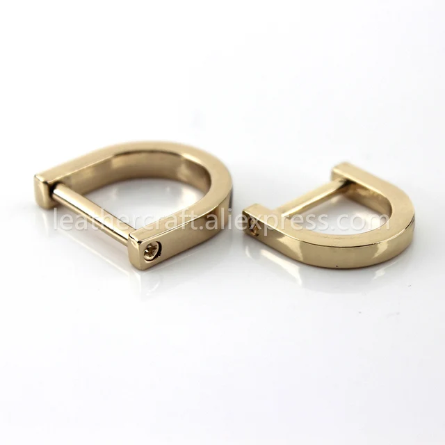 1pcs Metal Detachable removable open screw D Ring buckle shackle clasp for Leather Craft Bag strap belt handle shoulder webbing light gold