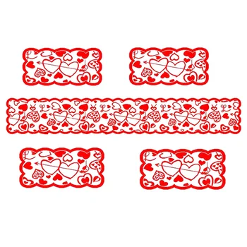 

Table Runner, Red Heart Print Decorations Lace Love Table Runner for Home Wedding Party/Thanksgiving/Mother's Day/Valentines Day