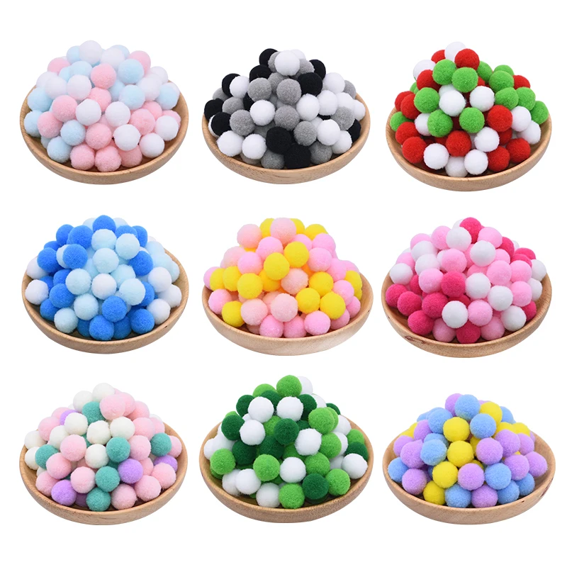 100pcs 15/20/25mm Fluffy Soft Pompom Ball DIY Handmade Kid Toy Doll Garment Sewing Material Color Pom Poms Decor Supplies Crafts