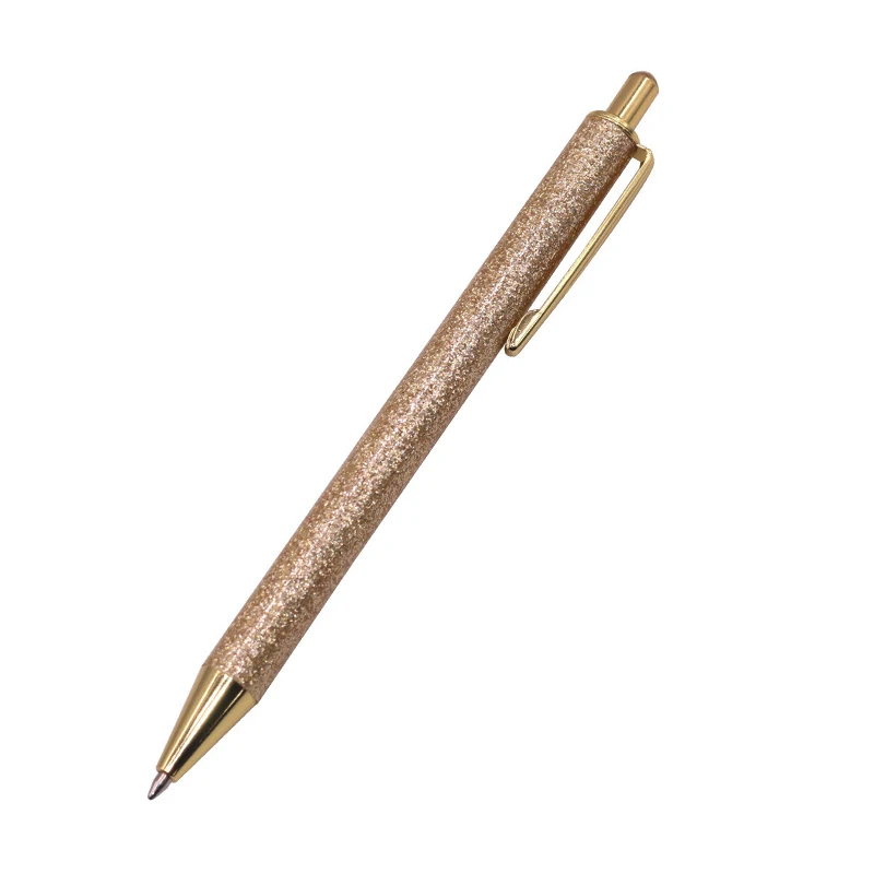 Gold 1 pcs Ballpoint pen Boutique 1.0mm Glitter sequin crystal pen Three colors optional Student stationery office Writing pen - Color: Gold