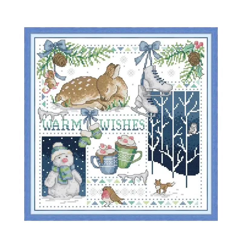 Christmas reindeer cross stitch kit aida 14ct 11ct count print canvas stitches needlework embroidery DIY handmade