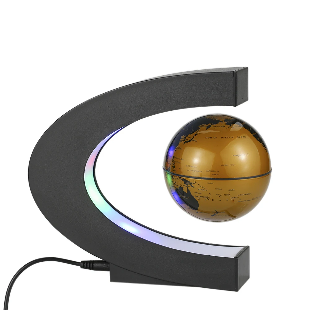 

Hot New Magne-tic Levitation Floating Globe with C-Shaped Based LEDs Light Levitating World Map Globe for Home Office Desk Decor