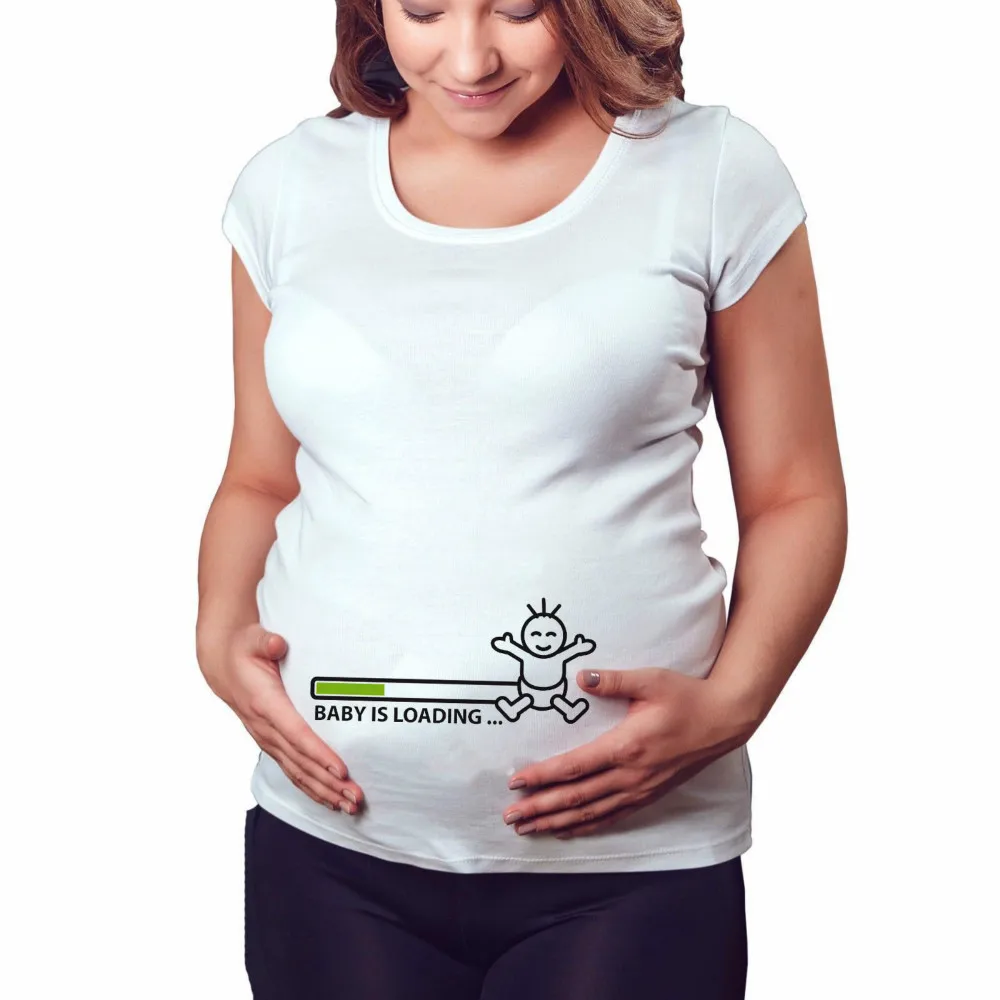 2020 Brand New Women Pregnancy Clothes Baby Now Loading Pls Wait Maternity T Shirt Summer Short Sleeve Pregnant T-shirts