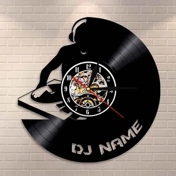 

DJ Man Scratch Record Player Music Wall Art Home Decor DJ Wall Clock Custom Name Vinyl Record Wall Clock Rock n Roll DJ Gift