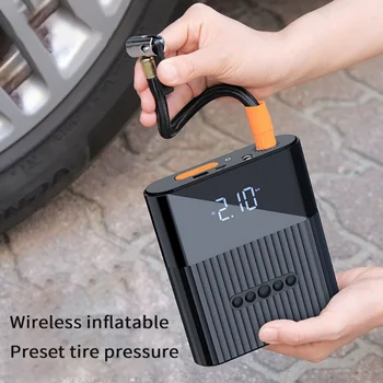 

2020 Electric Bicycle Air Pump Usb Rechargeable Wireless Air Tire Inflator With Digital LED Light For Motorcycle Bike Car