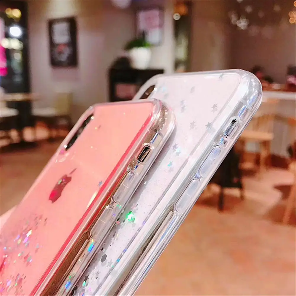 Lovebay Блестящий силиконовый чехол со звездами для iPhone 11 Pro X XR XS Max 7 8 6 6s Plus Блестящий Прозрачный чехол для телефона задняя крышка