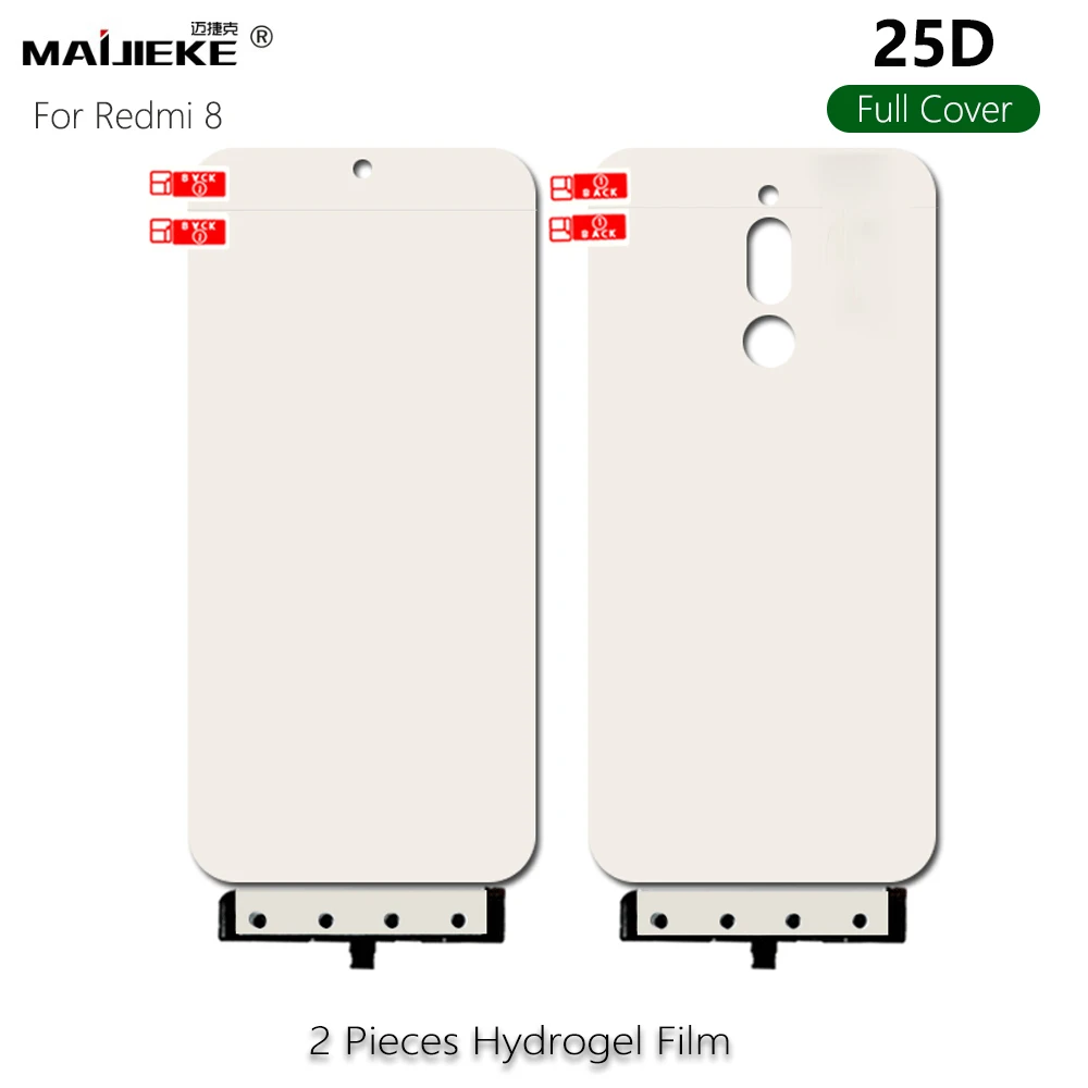 1 комплект передняя+ задняя мягкая Гидрогелевая пленка для Xiaomi Redmi 8A защита экрана Redmi 8 полное покрытие нано пленка+ инструменты для фиксации не стекло