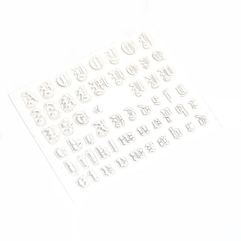 1 лист 5 цветов наклейки для дизайна ногтей 3D накладные ногти Готический шрифт слова персонажа наклейки для ногтей самодельные Украшения для ногтей