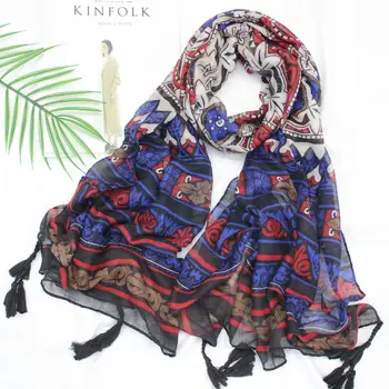 

Fashionable spring and summer women's scarf comfortable sunscreen fringe shawl beach scarf silk scarf