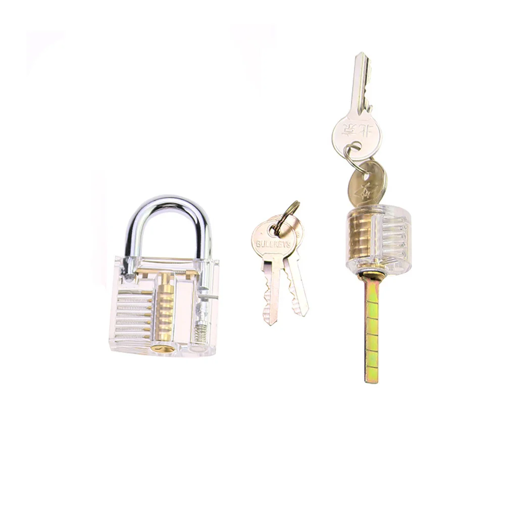 3pcs Crystal Transparent Lock Lockpick Set with 24pcs Titanium Tools Remove Pick Tool Set,Interesting Locksmith Practice Set