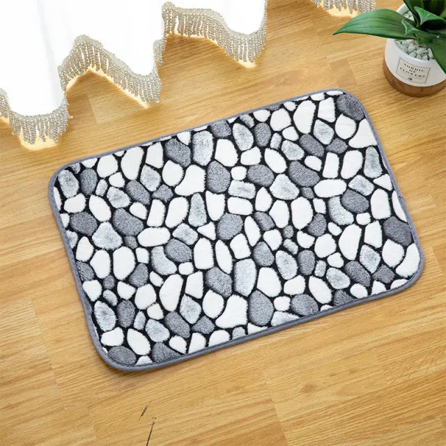 1Pc Bathroom Floor Mat Household Stone Print Absorb Water Non slip Rug
