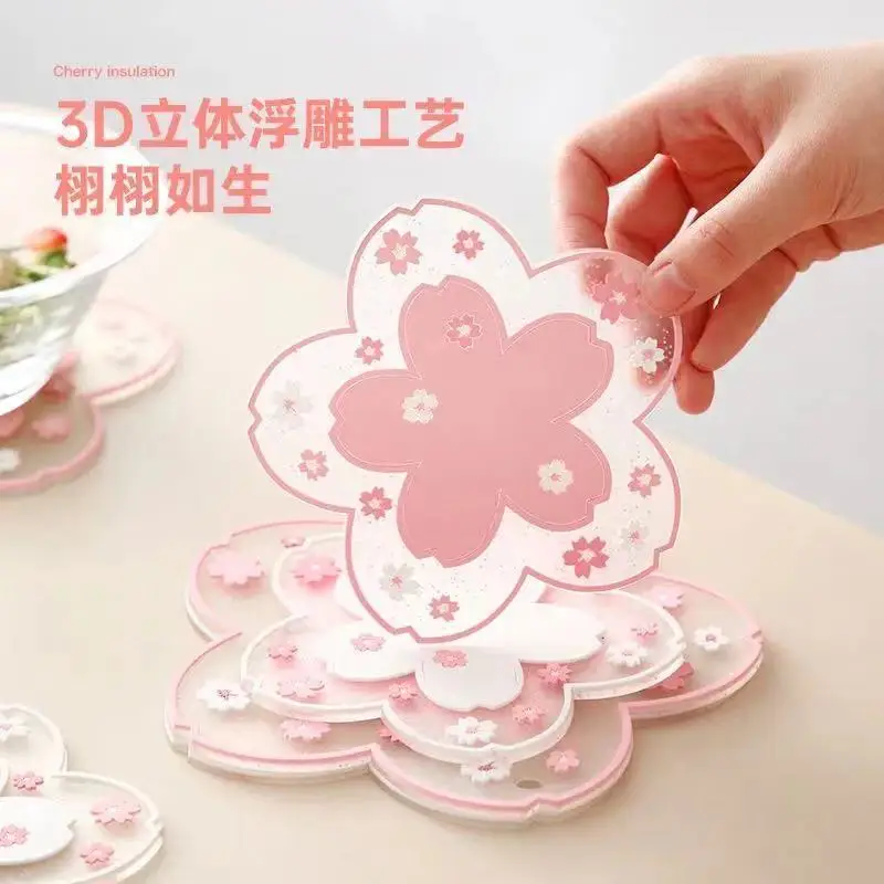 Beautiful cherry blossom dining table mat bowl plate pot anti slip heat insulation placemat for | Дом и сад