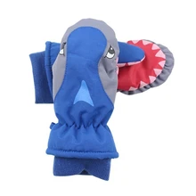 Зимние водонепроницаемые лыжные перчатки для мальчиков и девочек с рисунком; милые детские Нескользящие теплые ветрозащитные варежки; размеры 2-10 T