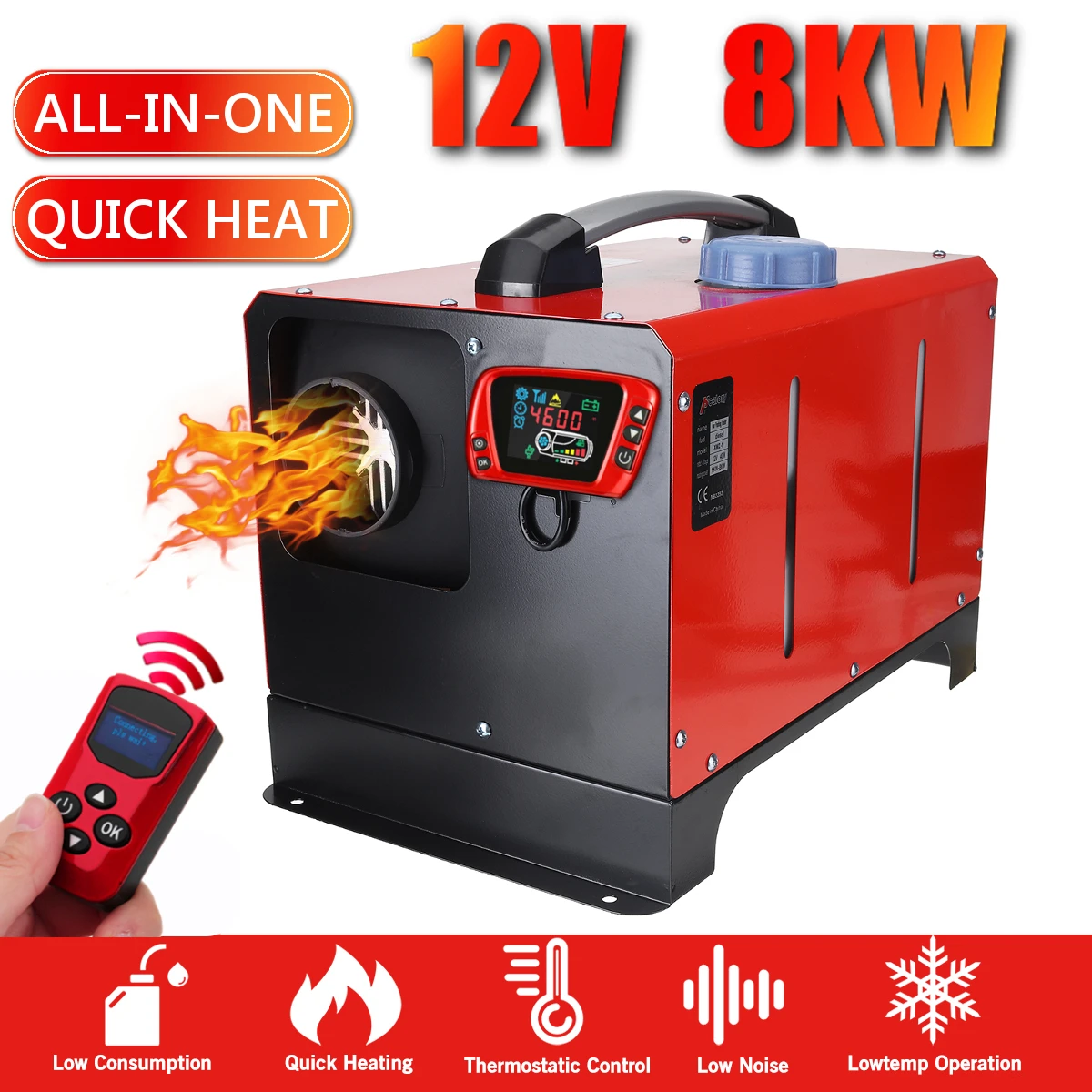 

Car Heating Tool Diesel Air Heater All in One Unit 12V 8000W Single Hole LCD Monitor Parking Warmer For Car Truck Bus Boat RV