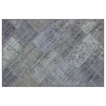 

Handmade Gray Vintage Overdyed Patchwork Area Rug 120x180 Cm-3'11''X5'11''