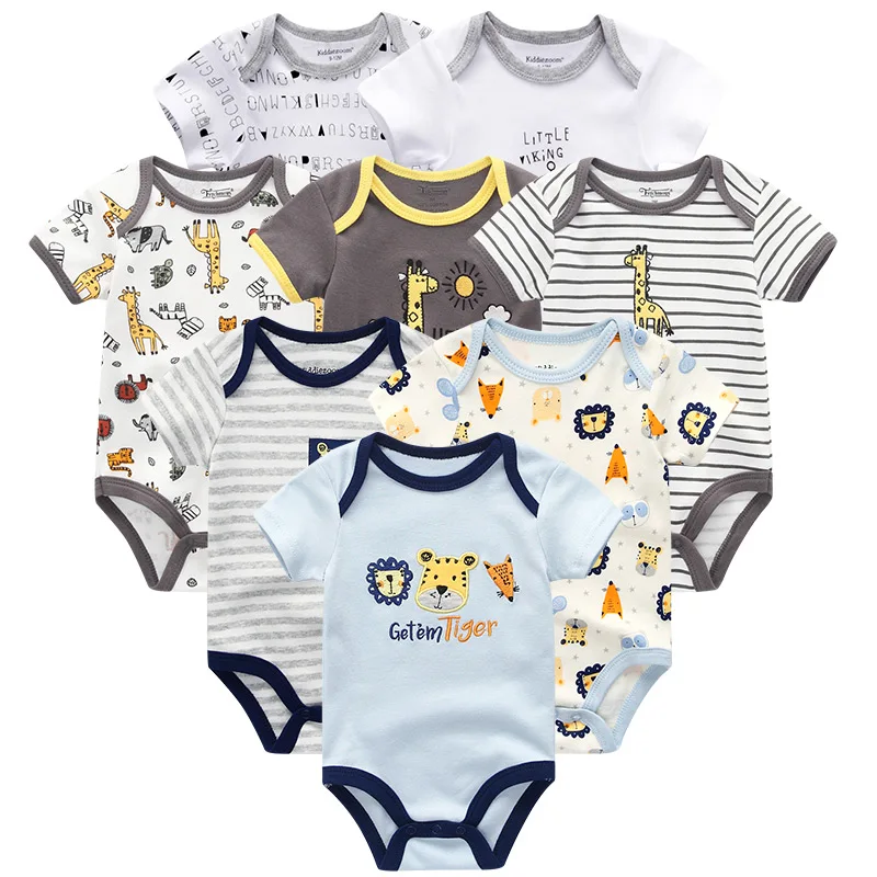 8 Piece/lots Newborn Baby Girls Rompers Cotton Short Sleeve Suits Clothing Boys Cartoon kids Jumpsuits