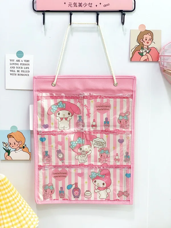 

New cute pastoral style cartoon wall hanging bag sundries bag hanging pocket five large storage bag storage bag
