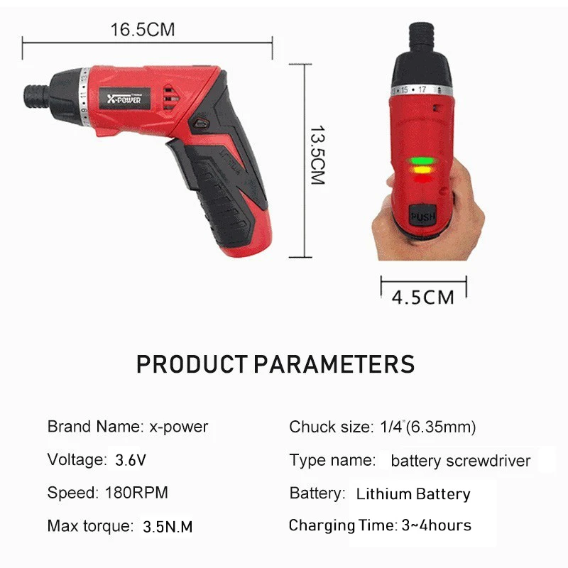 3.6V Lithium Battery Electric Screwdriver Rechargeable adjustable Multi-function Cordless Drill Pow