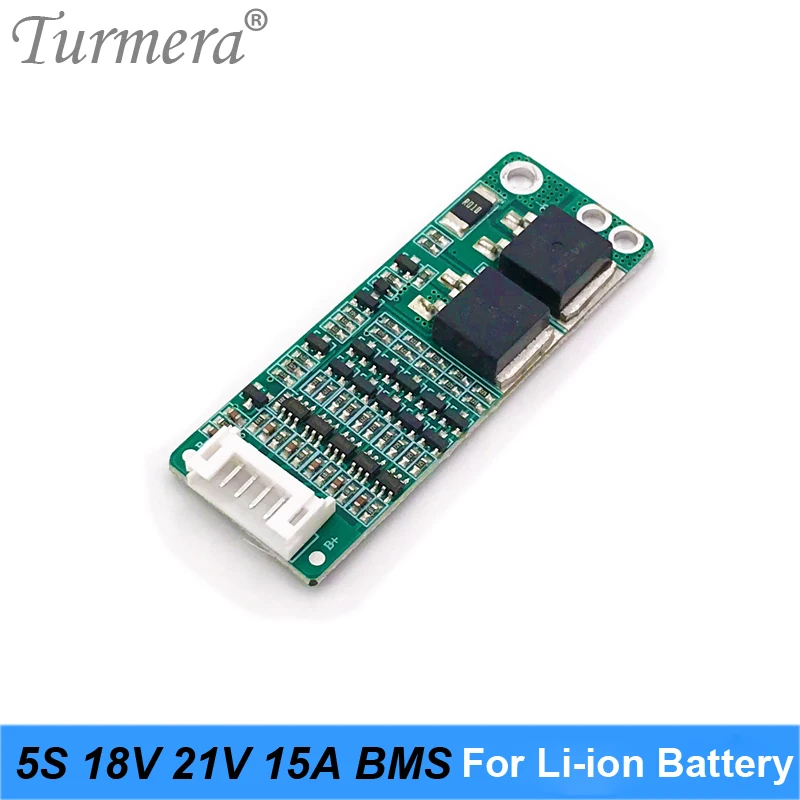 Turmera 5S 18V 21V 15A BMS Lithium Battery Board with Balancing for 21V 18V Screwdriver Shurika and Vacuum Cleaner Battery Pack 05