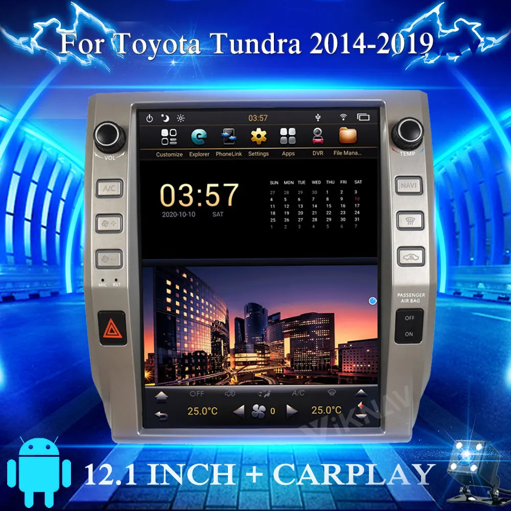Car Stereo Vertical Screen 12.1 Inch Android Radio For Toyota Tundra
