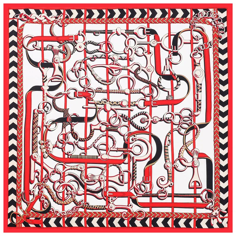 

100% Silk Square Scarf Saddle Melt Print Neckerchief Original Design Euro Lady Silk Foulard Hijab Silk Shawls Wrap Female Scarf