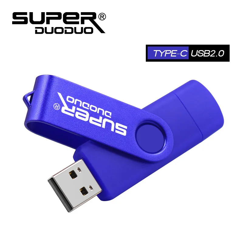 OTG USB флеш-накопитель для huawei P30, samsung S10 S9 S8 USB 2,0 type-c флеш-накопитель USB C карта памяти 256 ГБ 128 ГБ - Цвет: blue