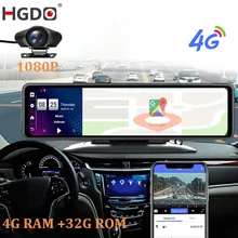 HGDO – caméra de tableau de bord 3 en 1, 12 pouces, dashcam, enregistreur vidéo de tableau de bord, caméra de tableau de bord, Android 4 + 32G, ADAS, rétroviseur, 1080P, GPS, Dvr pour voiture