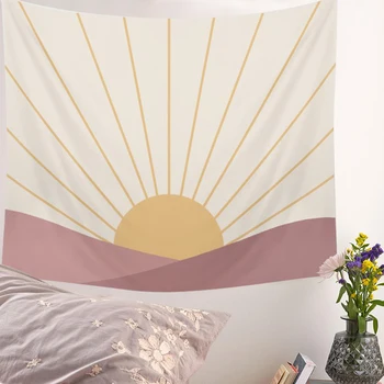 

Psychedelic Sunset Mountain Tapestry Wall Hanging Pink Mountain Sunrise Wall Decor Tapestries Yoga Pad Sleeping Tapestry