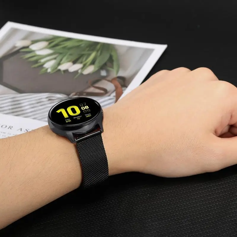 Миланский ремешок для часов samsung Galaxy Watch Active 2 40 мм 44 мм быстросъемный ремешок из нержавеющей стали