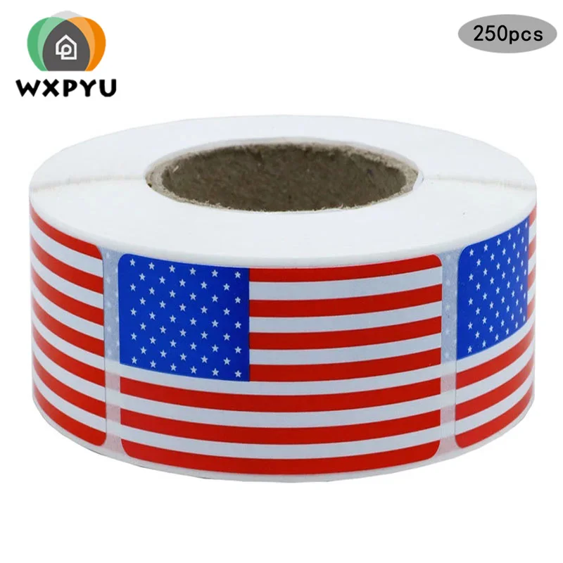 

250Pcs/roll American Flag Stickers Patriotic Sticker scrapbooking for decoration labels USA bullet journal Stickers stationery
