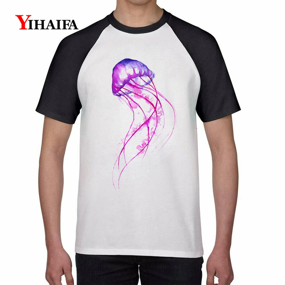 

2019 T-shirt Men Harajuku Jellyfish Painted bluza Print Animal T-Shirt Mens Males Graphic Tees Casual Tops Unisex