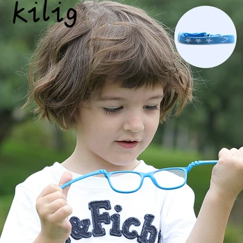 

Kilig Kids Glasses Frame Children Unbreakable Non-screw TR90 Silica gel Eyeglasses With Lanyard Optic Glasses Spectacles K303