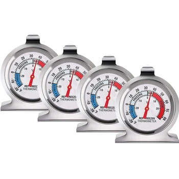 

4PCS Refrigerator Freezer Thermometer Large Dial Thermometer,Stainless Steel Material