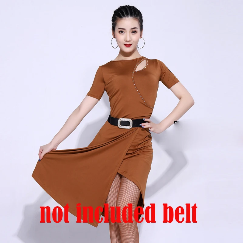 Short sleeved Больше цветов, платья для латинских танцев, женское платье с коротким/длинным рукавом, одежда для выступлений, женское бальное платье DL4905 - Цвет: Short sleeved