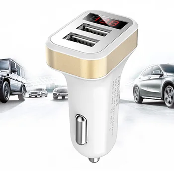 

Mobile Phone Car Fireproof Material Charging Current Display Quick 2.1A Charge Dual USB Cigarette Lighter Charger