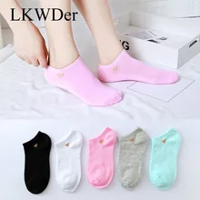 LKWDer/10 пар, женские носки, милые, яркие цвета, короткие, хлопковые, женские, летние, с закрытым носком, противоскользящие, короткие носки, Meias